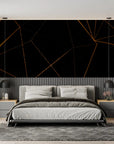 Geometric Wallpaper – Golden Polygons on Black Background