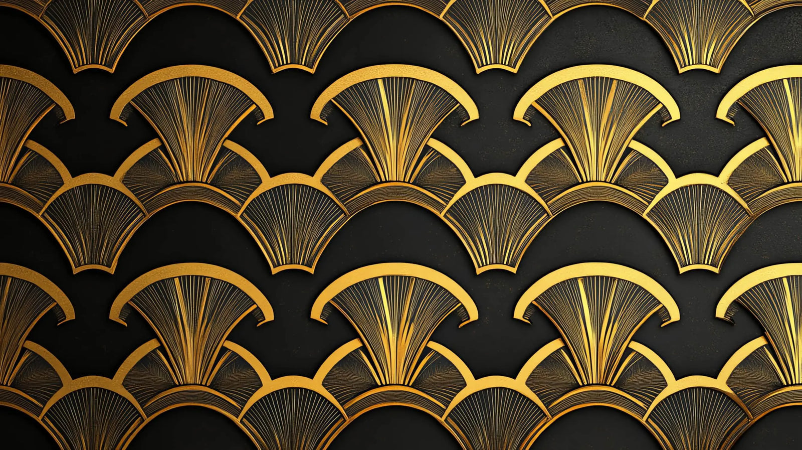 Art &amp; Deco Wallpaper - Retro Gold Fans