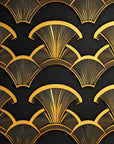 Papier Peint Art & Déco - Éventails Rétro Dorés
