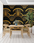 Papier Peint Art & Déco - Éventails Rétro Dorés