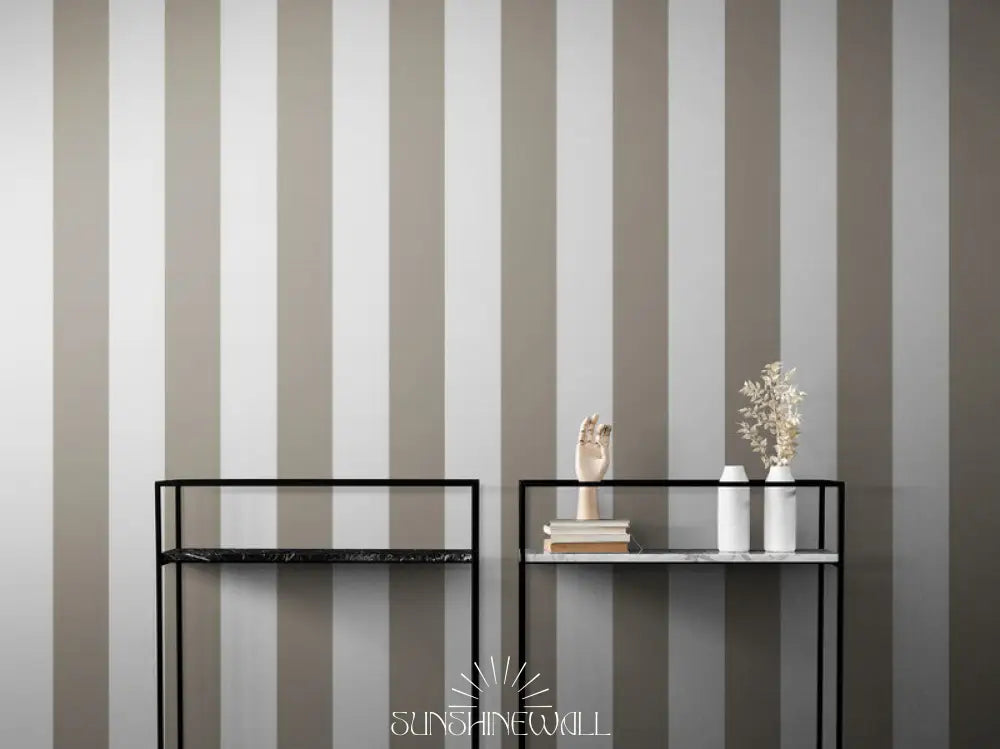 Papier Peint Art & Déco - Rayures Marron Et Blanc