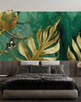 Art Deco Wallpaper - Golden Leaves on Marble