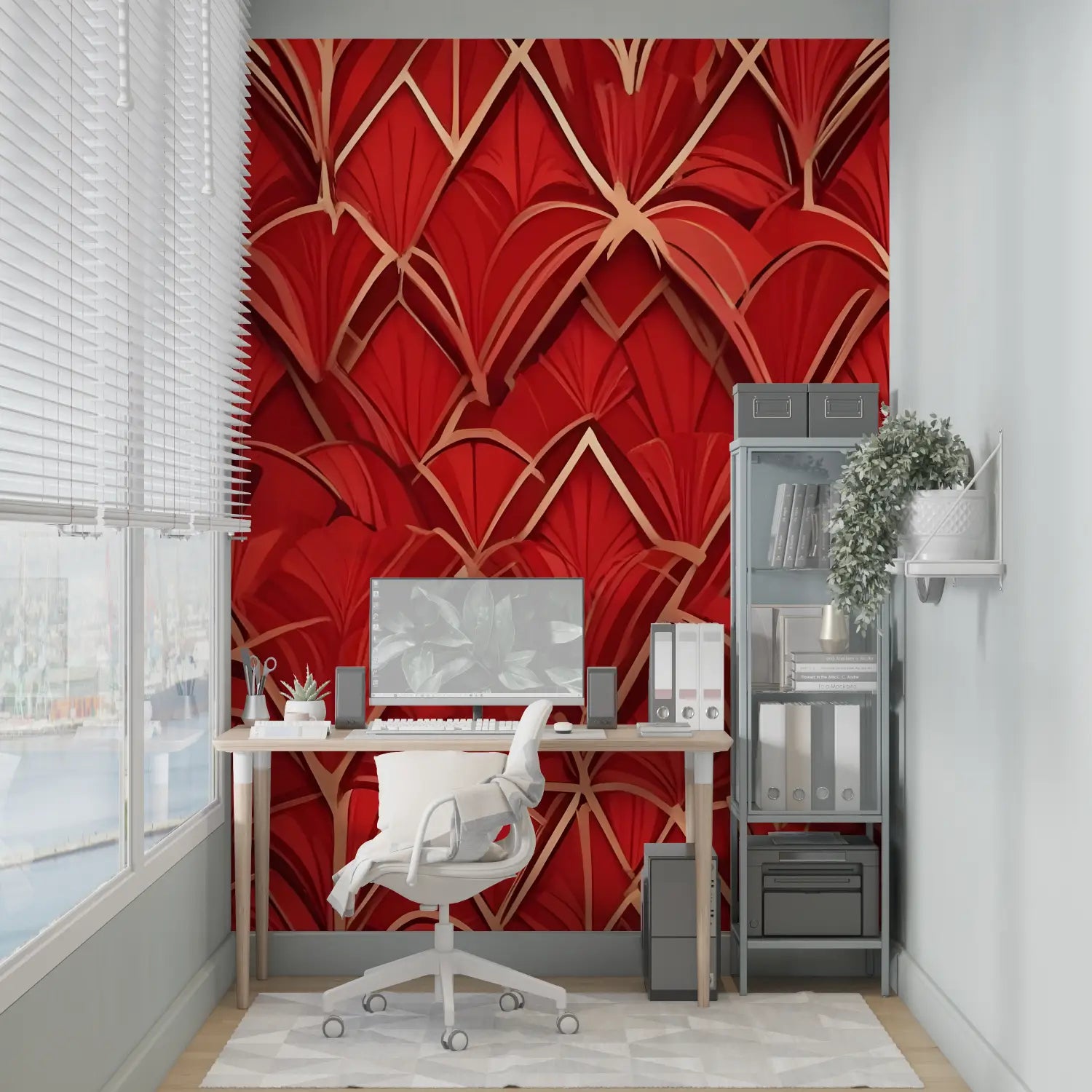Geometric Wallpaper - Red Art Deco Patterns
