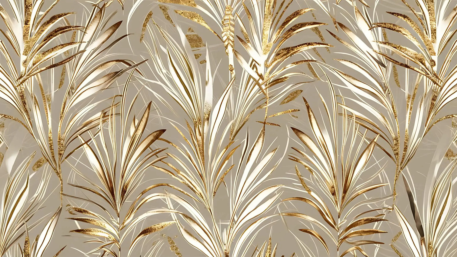 Tropical Wallpaper - Golden Palms on Beige Background