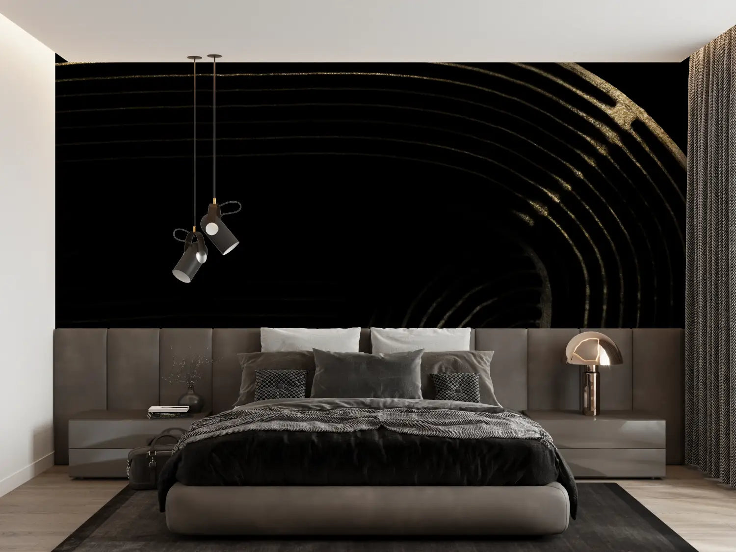 Black and White Wallpaper - Abstract Golden Ripples