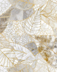 Foliage Wallpaper – Collage of Golden Leaves on Marble