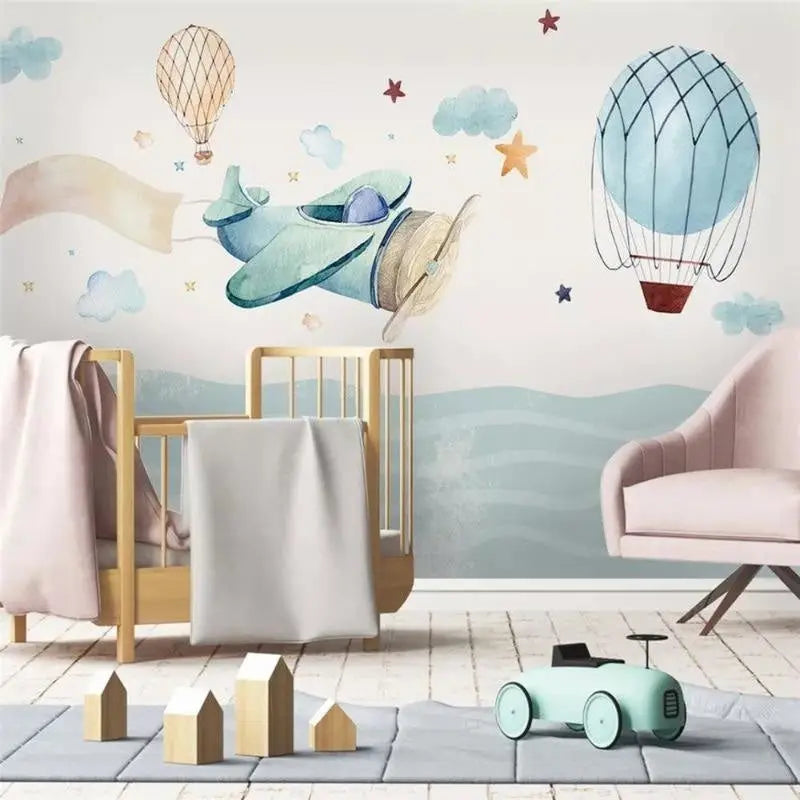 Children's Wallpaper - Aerial Reverie and Hot Air Balloons