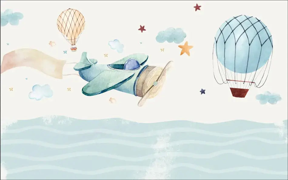 Children's Wallpaper - Aerial Reverie and Hot Air Balloons