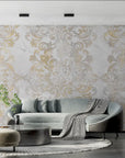 Art Deco Wallpaper – Golden Scrolls on Luminous Marble