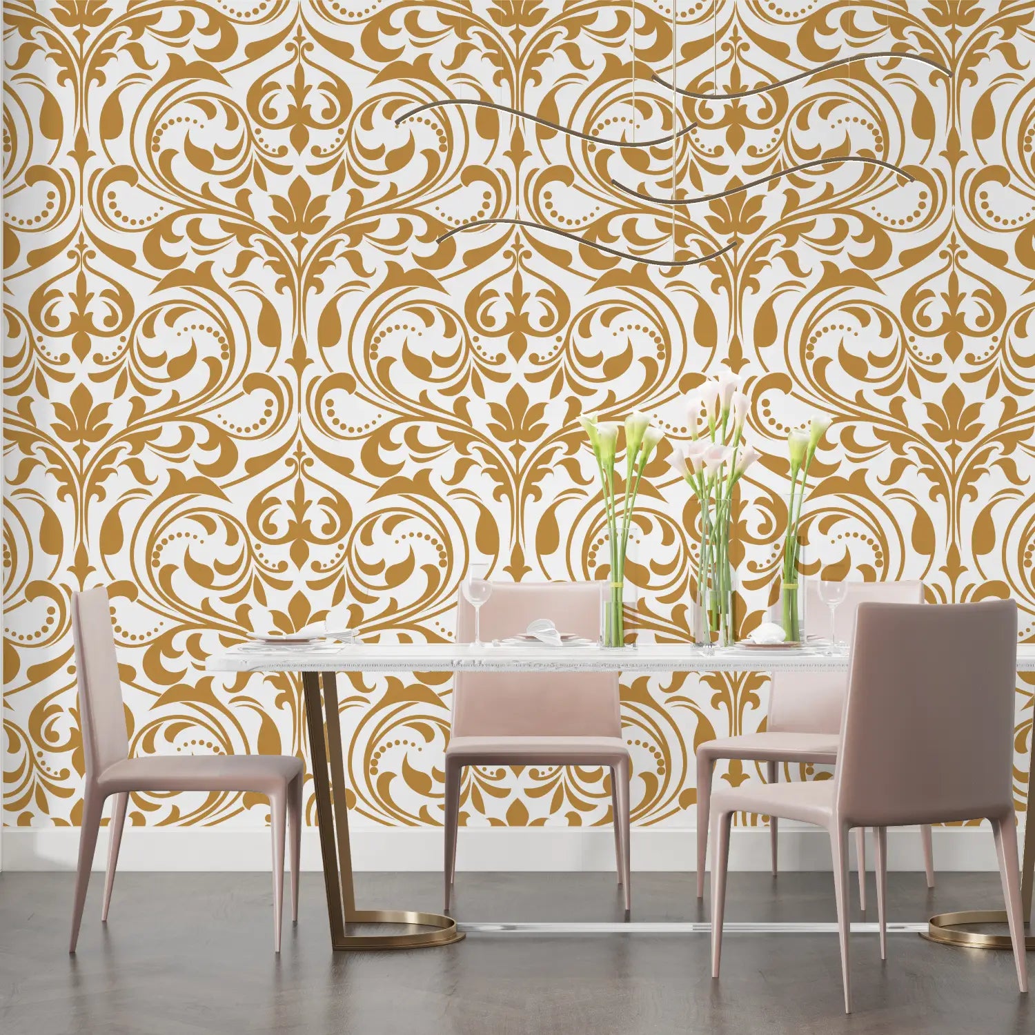 Art &amp; Deco Wallpaper – Gold Baroque Patterns on Ivory
