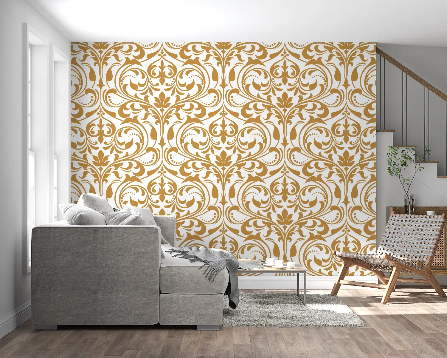 Art &amp; Deco Wallpaper – Gold Baroque Patterns on Ivory