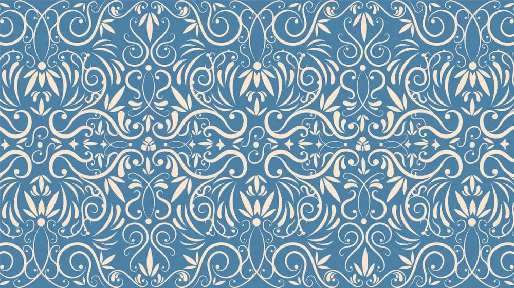 Papier Peint Baroque - Treillis Bleu Et Blanc