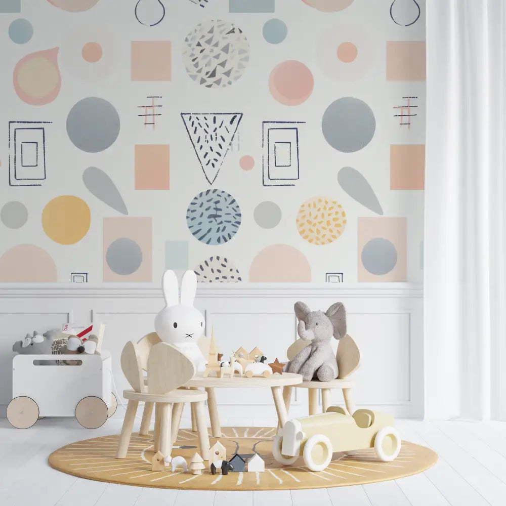 Papier Peint Géométrique – Formes Pastel Abstraites
