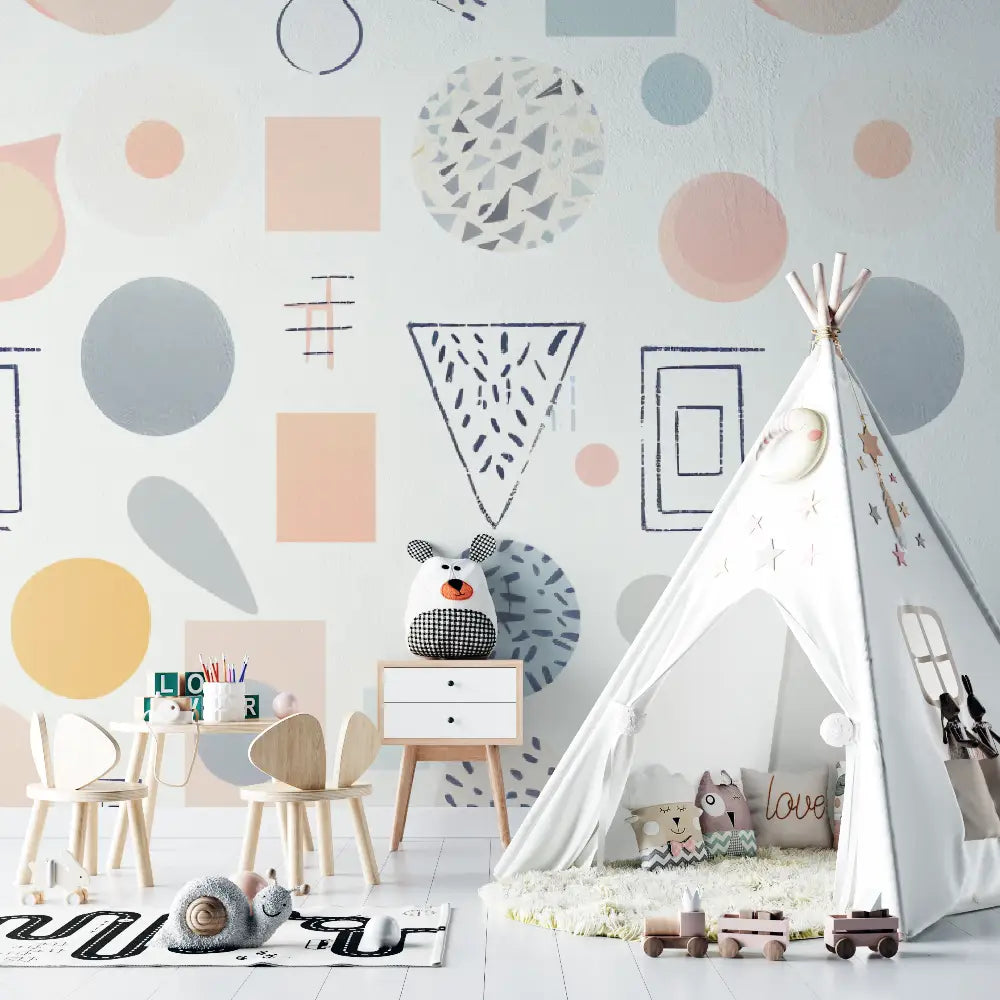 Papier Peint Géométrique – Formes Pastel Abstraites