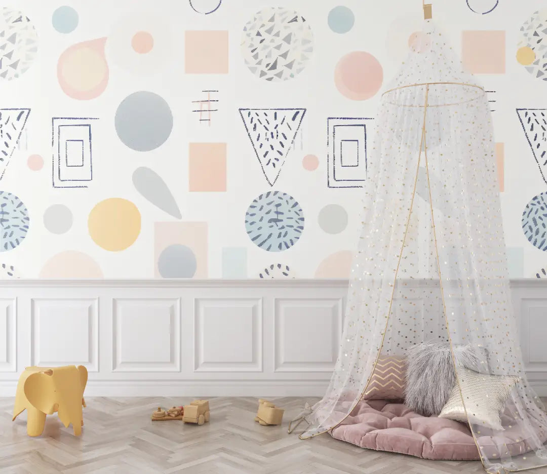 Papier Peint Géométrique – Formes Pastel Abstraites
