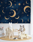 Retro Wallpaper - Golden Moon and Stars
