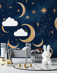 Retro Wallpaper - Golden Moon and Stars