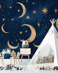 Retro Wallpaper - Golden Moon and Stars