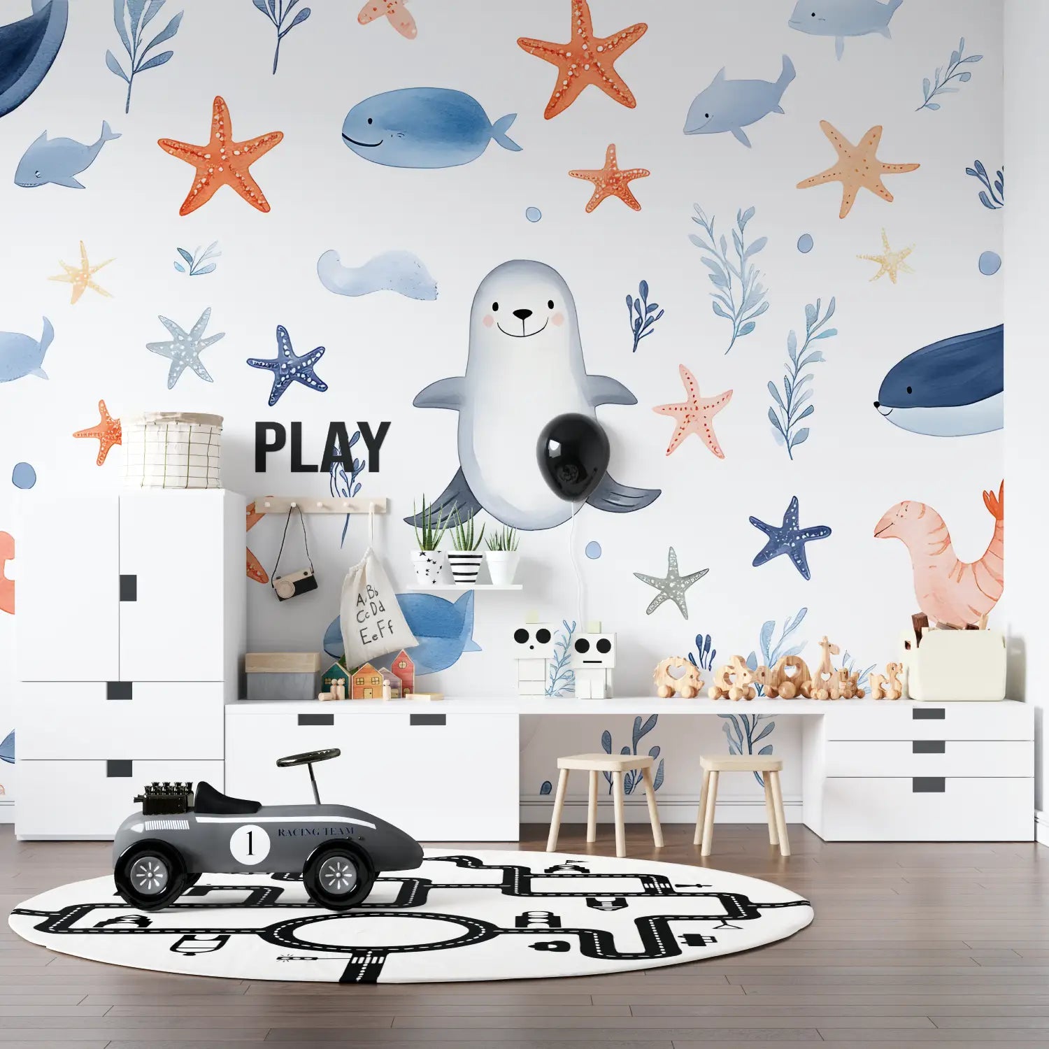 Papier Peint Enfant - Animaux Marins Rigolos