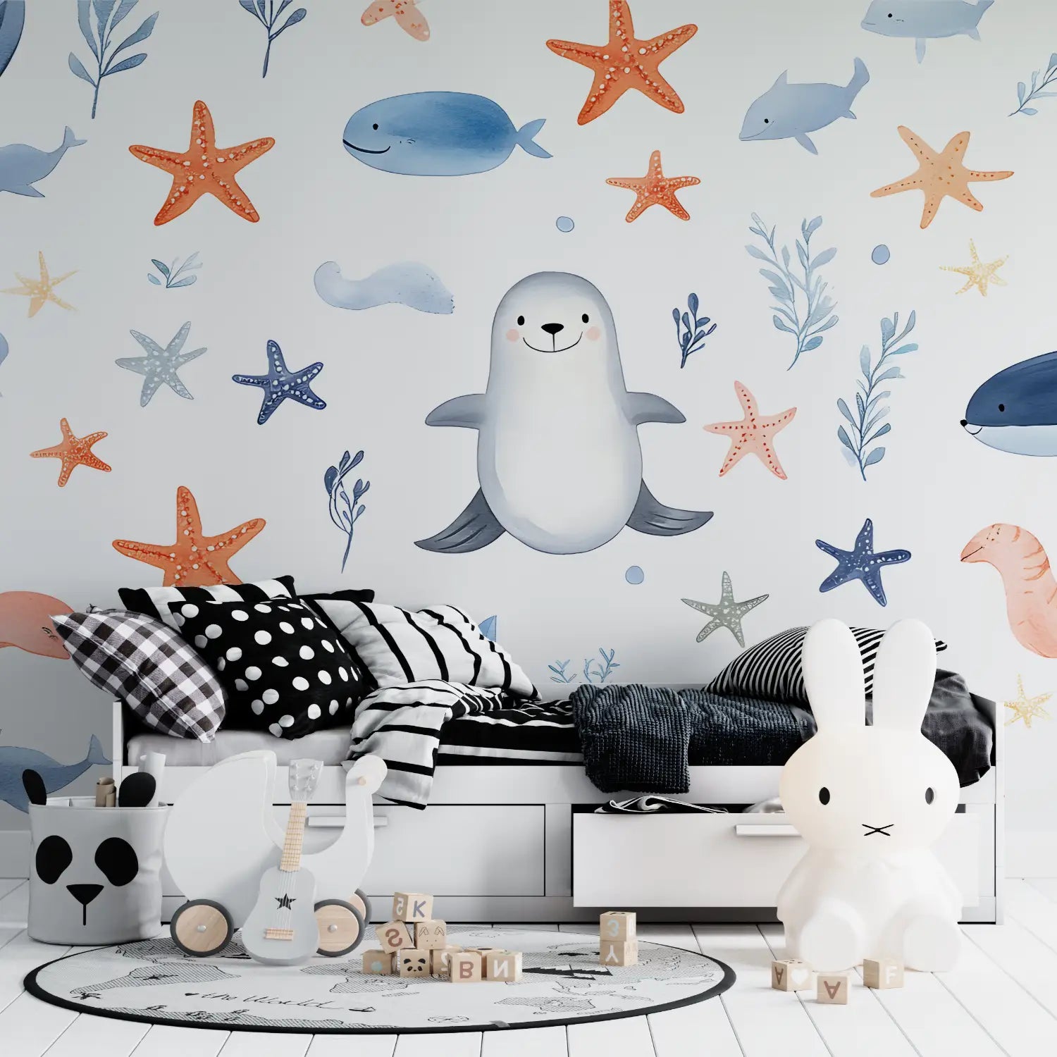 Papier Peint Enfant - Animaux Marins Rigolos