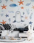 Papier Peint Enfant - Animaux Marins Rigolos
