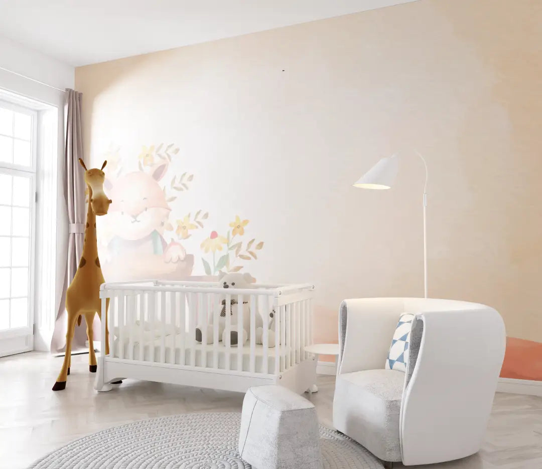 Papier Peint Enfant – Renard Malicieux dans son Pot Fleuri