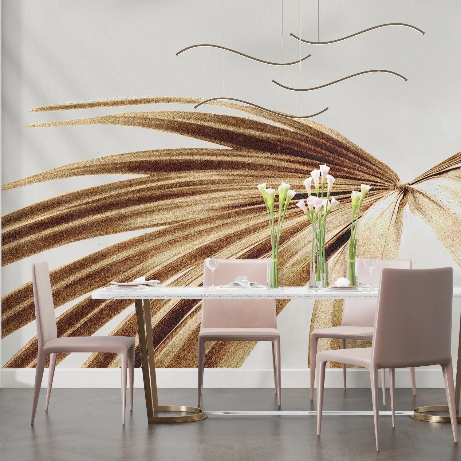 Tropical Wallpaper – Golden Palms on a Clean Background