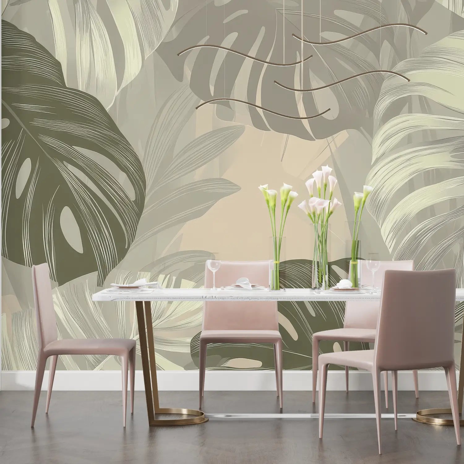 Papier Peint Tropical - Feuilles de Monstera Douces
