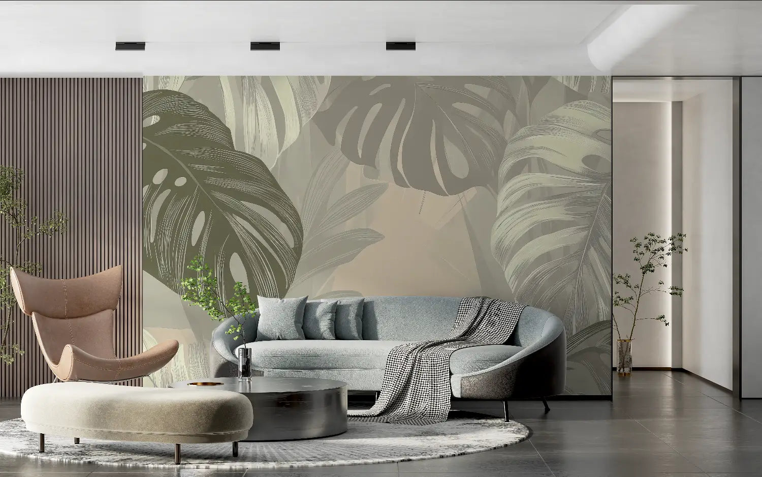 Papier Peint Tropical - Feuilles de Monstera Douces