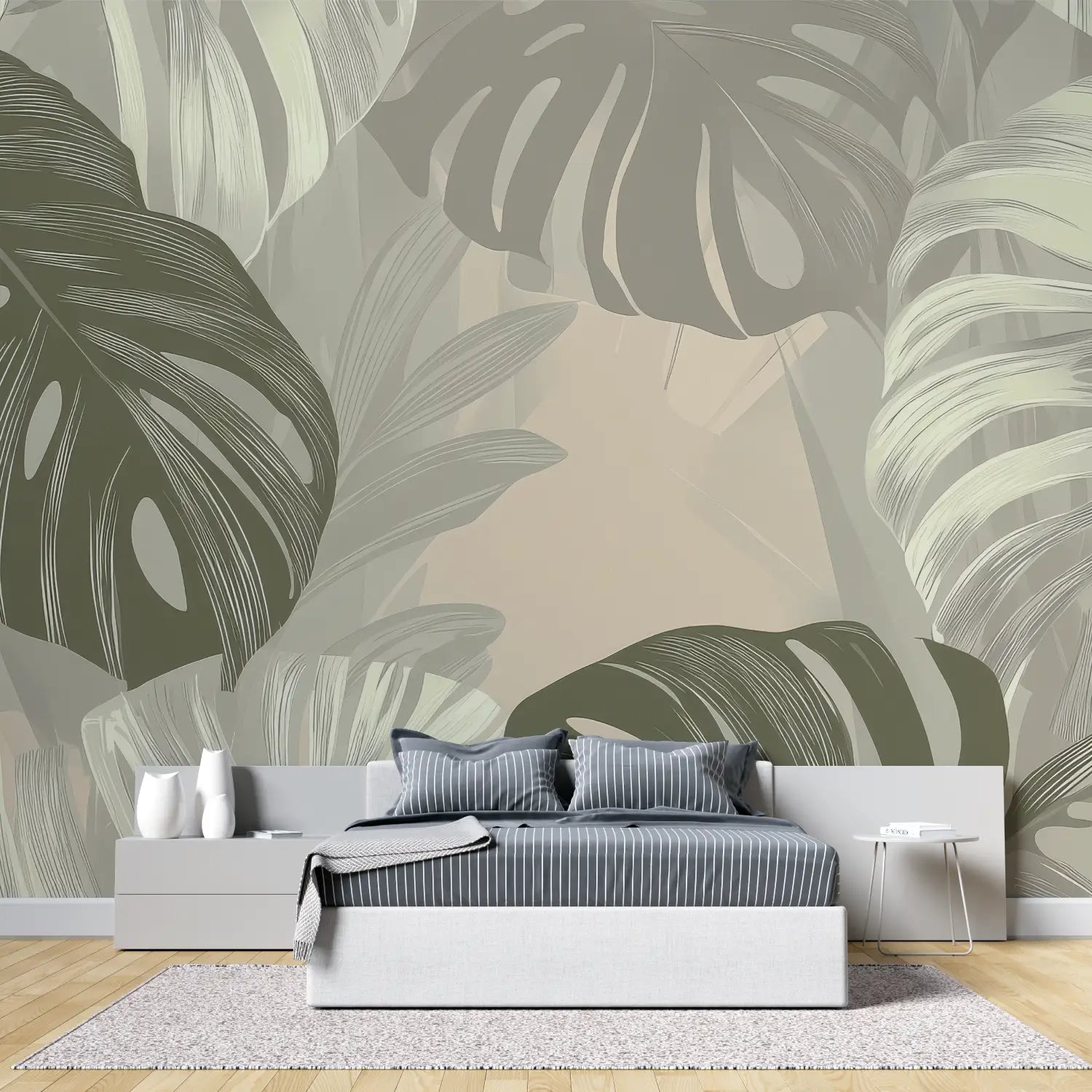 Papier Peint Tropical - Feuilles de Monstera Douces