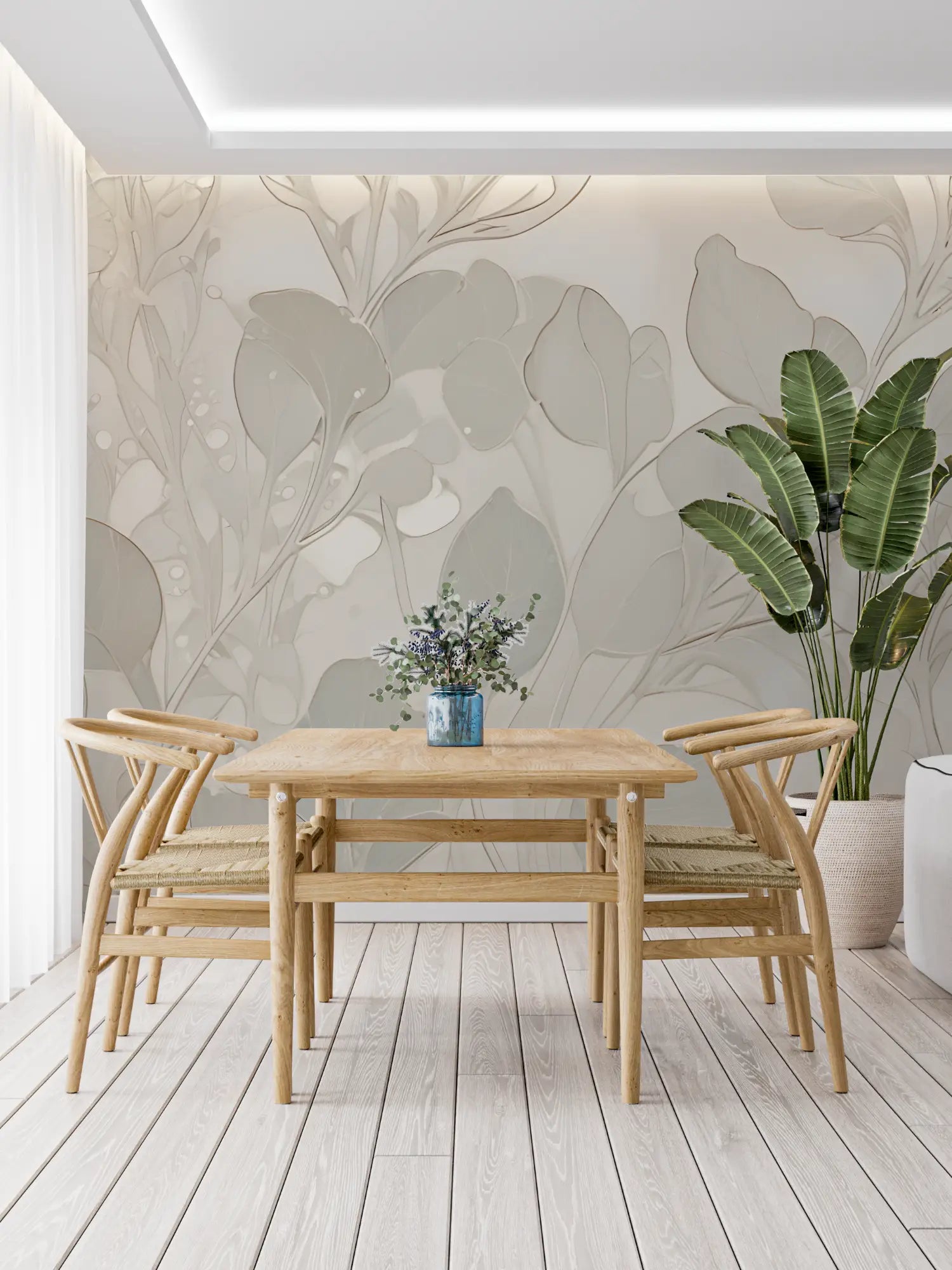 Floral Wallpaper - Delicate Flowers in Beige