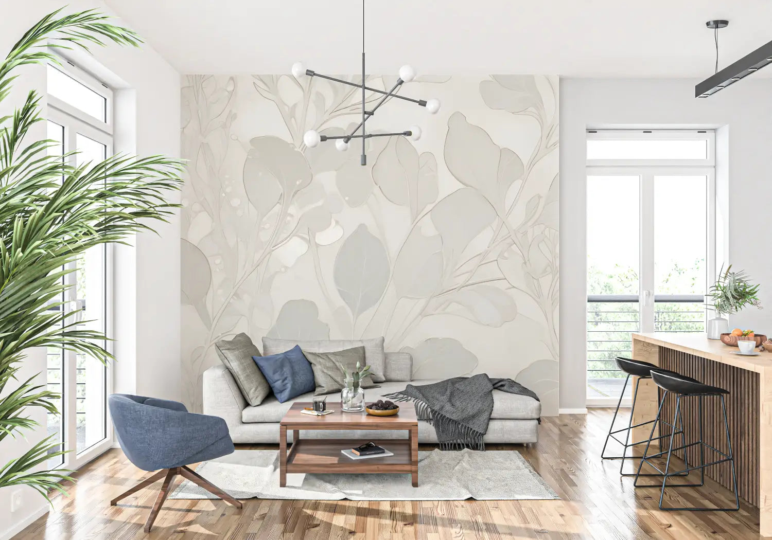 Floral Wallpaper - Delicate Flowers in Beige