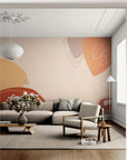 Papier Peint Abstrait - Beige Et Terracotta
