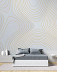 Geometric Wallpaper – Golden Curves on Ivory Background