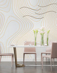 Geometric Wallpaper – Golden Curves on Ivory Background