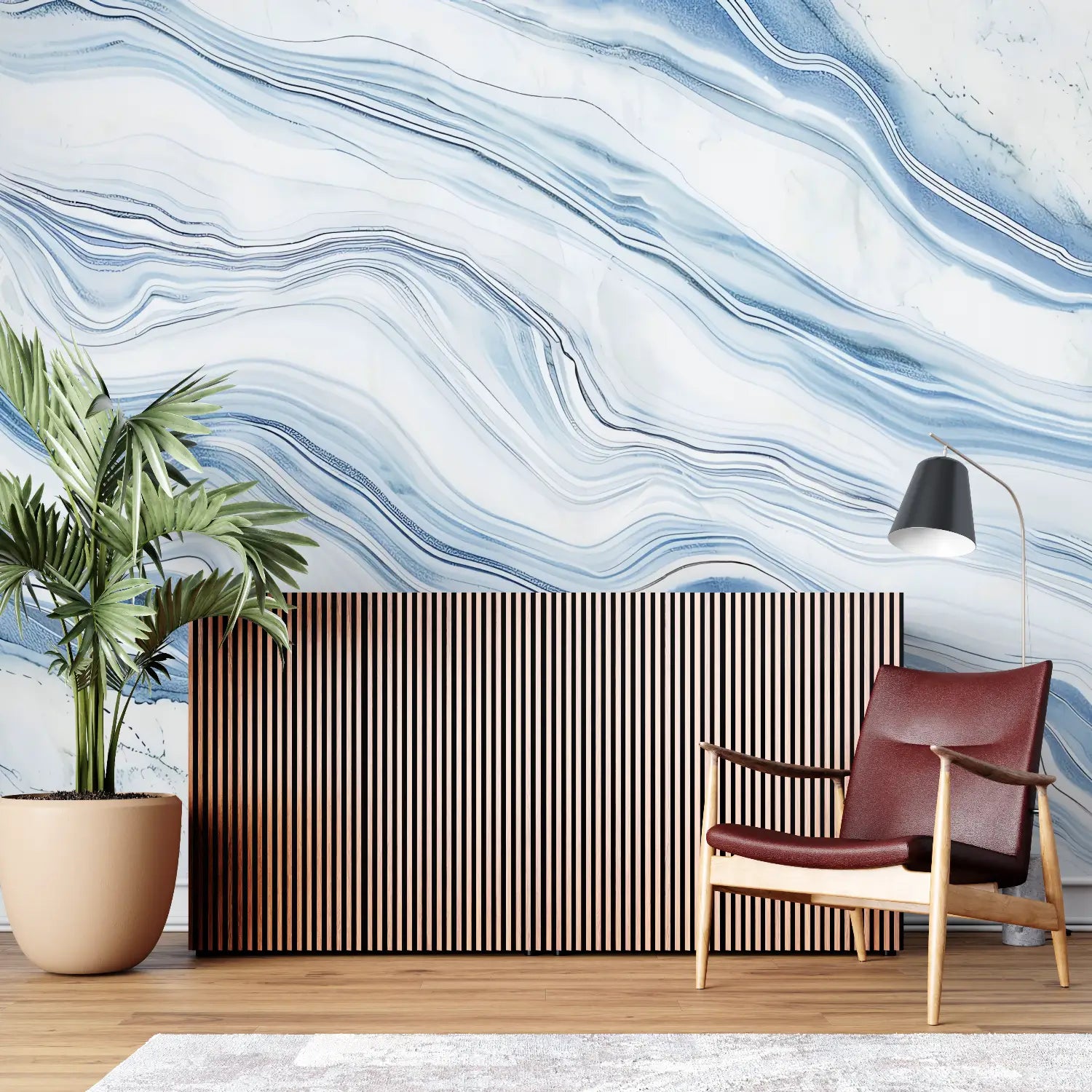 Stone Wallpaper - Sky Blue Marbled Veins