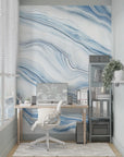 Stone Wallpaper - Sky Blue Marbled Veins