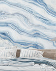 Stone Wallpaper - Sky Blue Marbled Veins