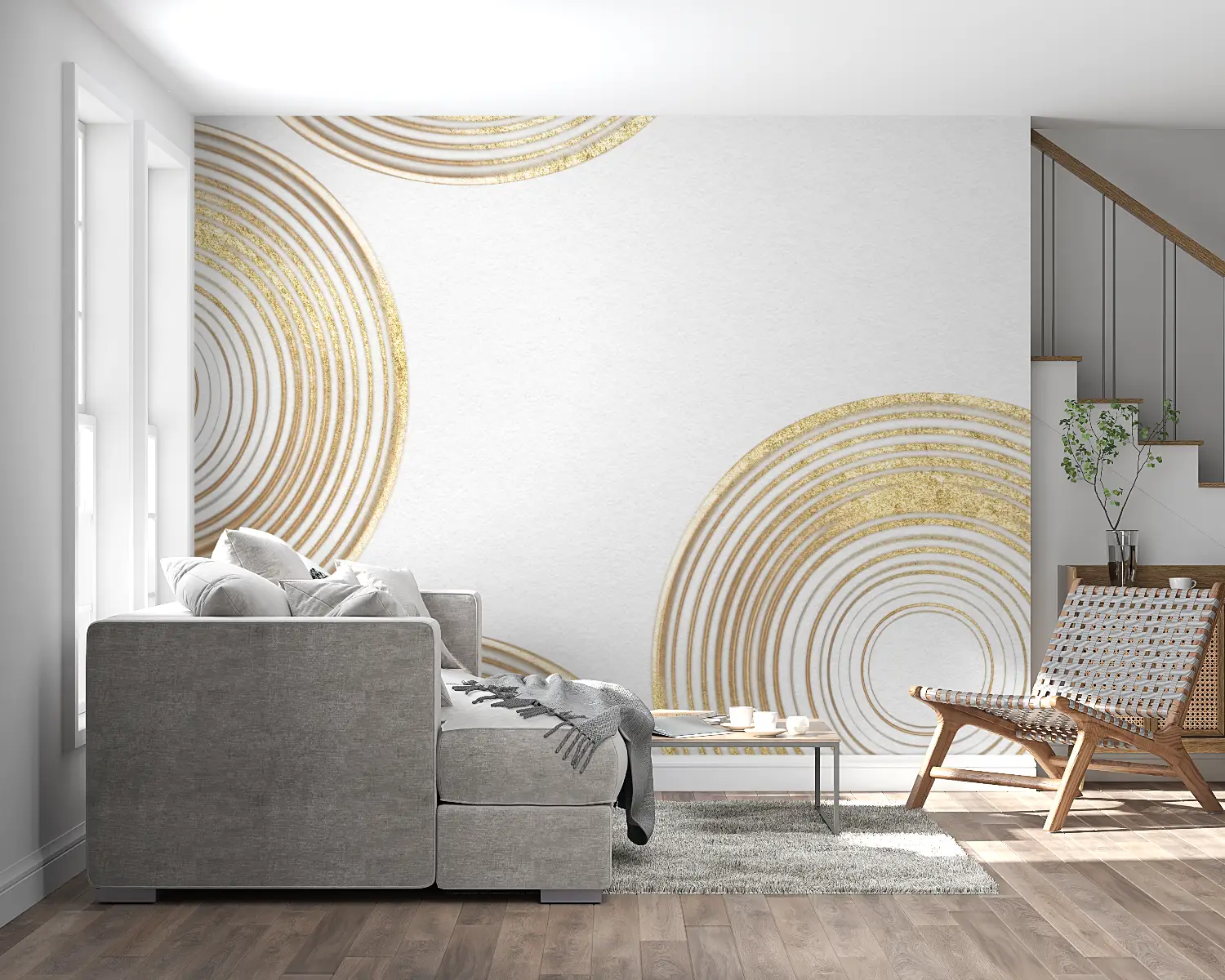 Papier Peint Géométrique – Cercles Dorés