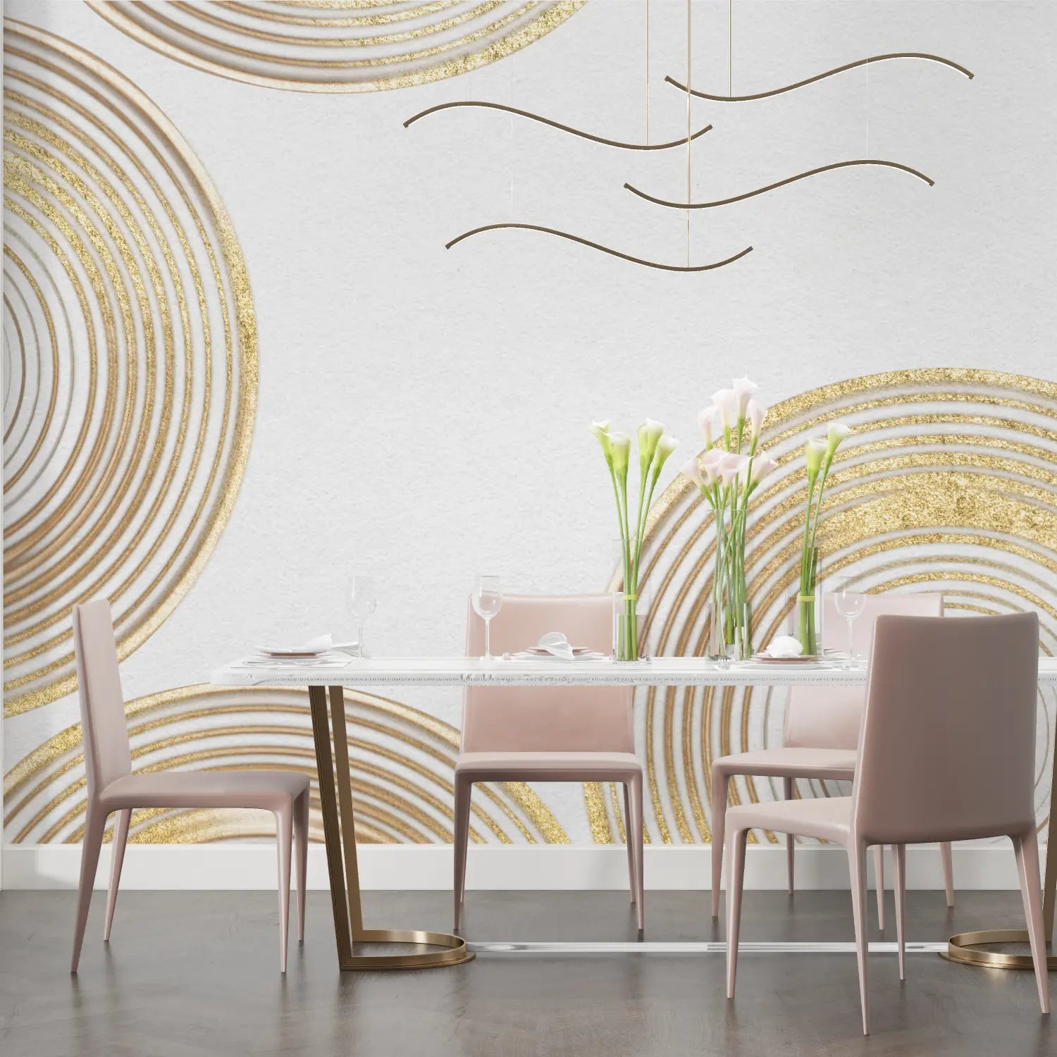 Papier Peint Géométrique – Cercles Dorés