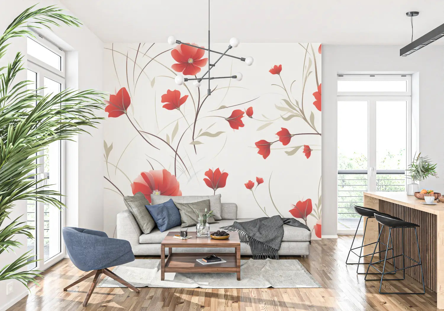 Floral Wallpaper - Light Poppies