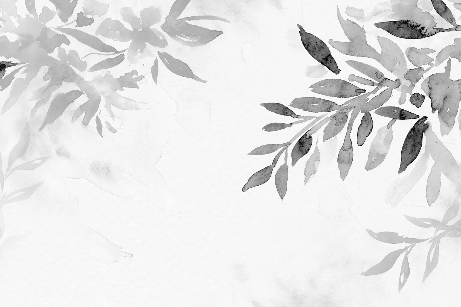 Black and White Wallpaper - Watercolor Leaves
