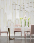 Geometric Wallpaper – Slender Arches in Thin Gold Lines