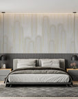 Geometric Wallpaper – Slender Arches in Thin Gold Lines