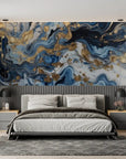 Art Deco Wallpaper – Blue and Gold Marbles