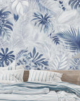 Foliage Wallpaper - Blue and White Sketched Jungle