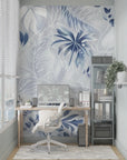Foliage Wallpaper - Blue and White Sketched Jungle