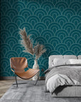 Japanese Wallpaper - Emerald Seigaiha Waves