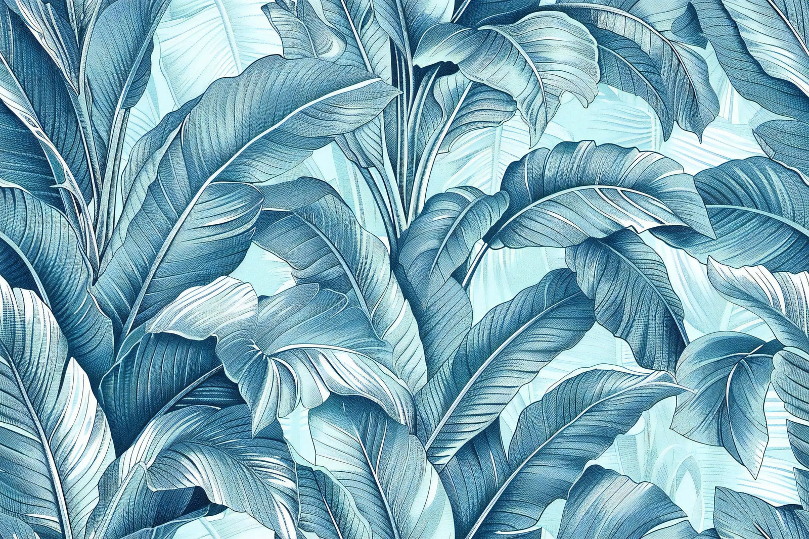 Tropical Wallpaper – Pastel Blue Foliage