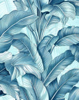 Papier Peint Tropical – Feuillage Bleu Pastel
